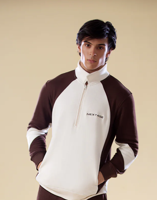 Funnel Neck Colour Block Shirt