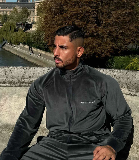 Nextage Corduroy Dark Grey Embroidered Shirt