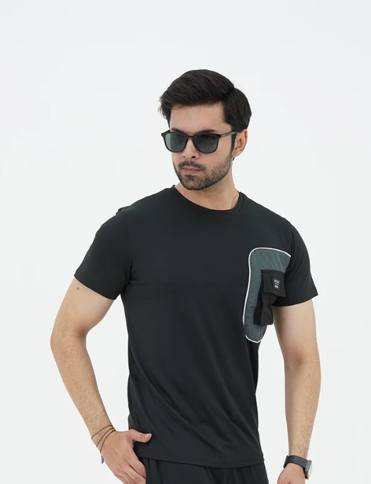 Black Spandex Dri Fit Grey Shirt