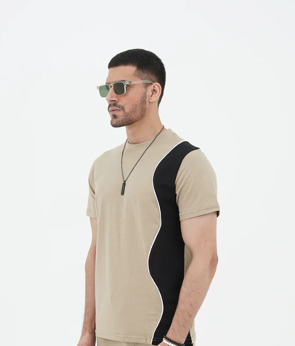 Sand Wavy Contrast Shirt