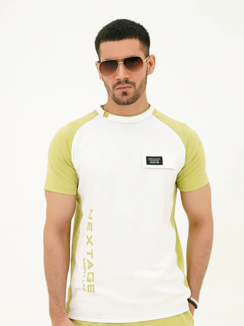 Nextage Printed Slogan Green white Shirt