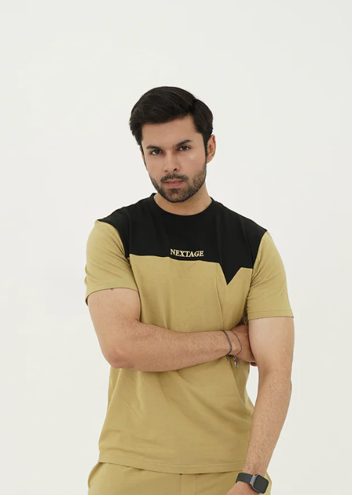Khaki Black Panel Shirt