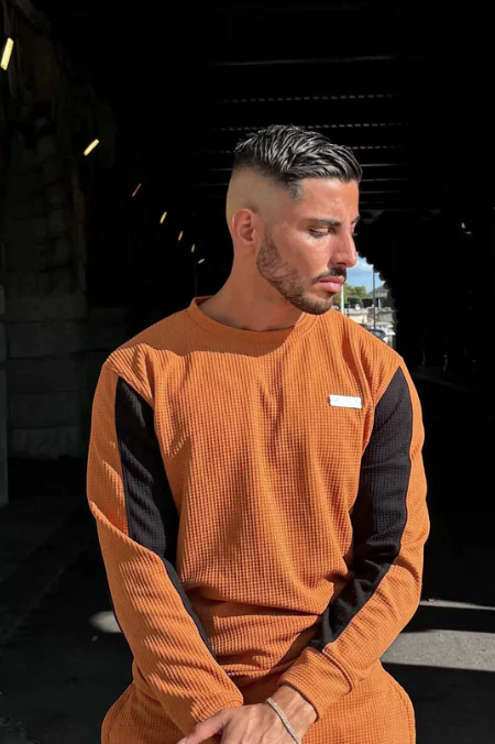 Nextage Tan Textured Metal Slogan Slim Fit Shirt