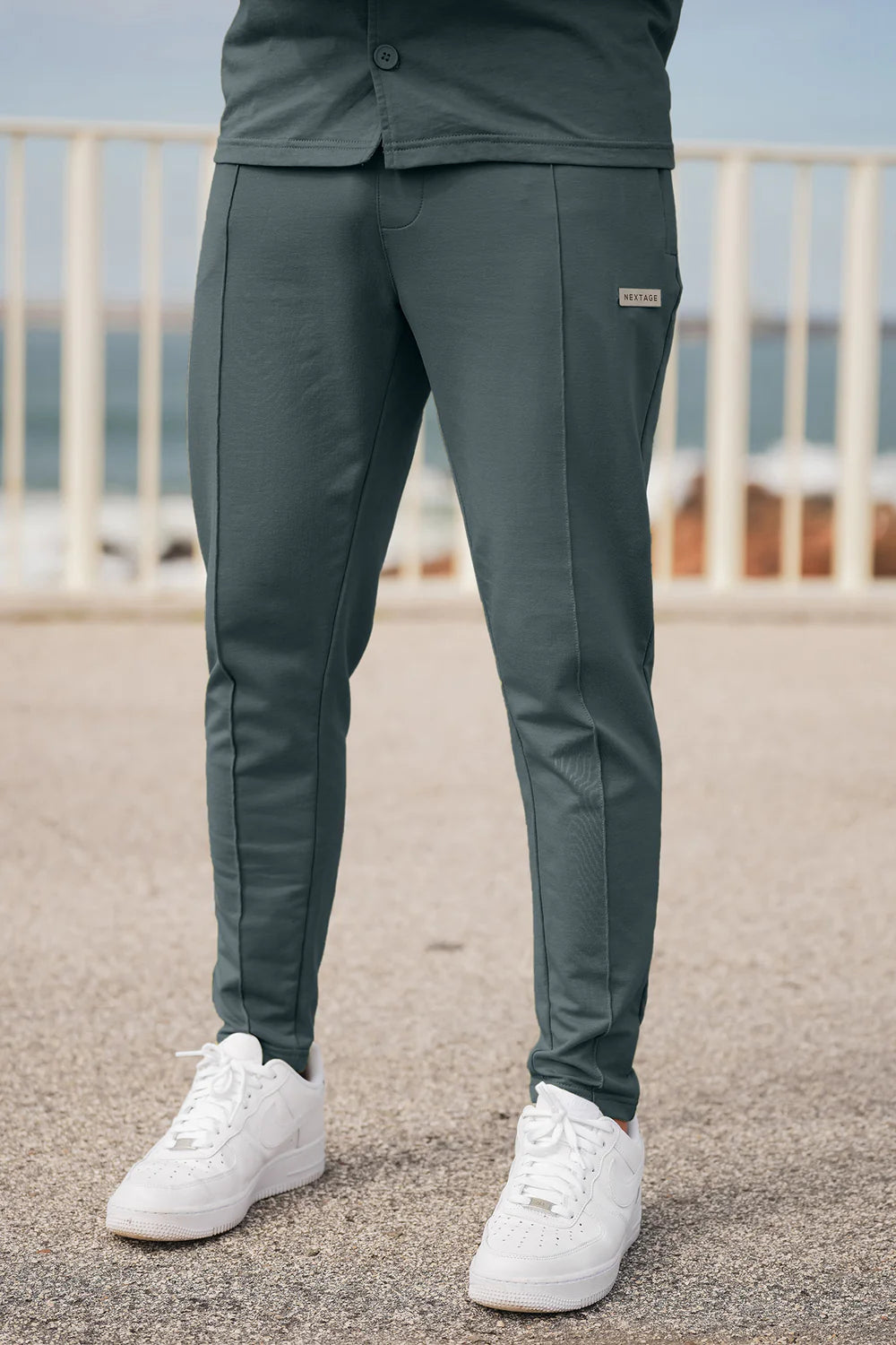 Forest Grey Front Pintuck Trouser