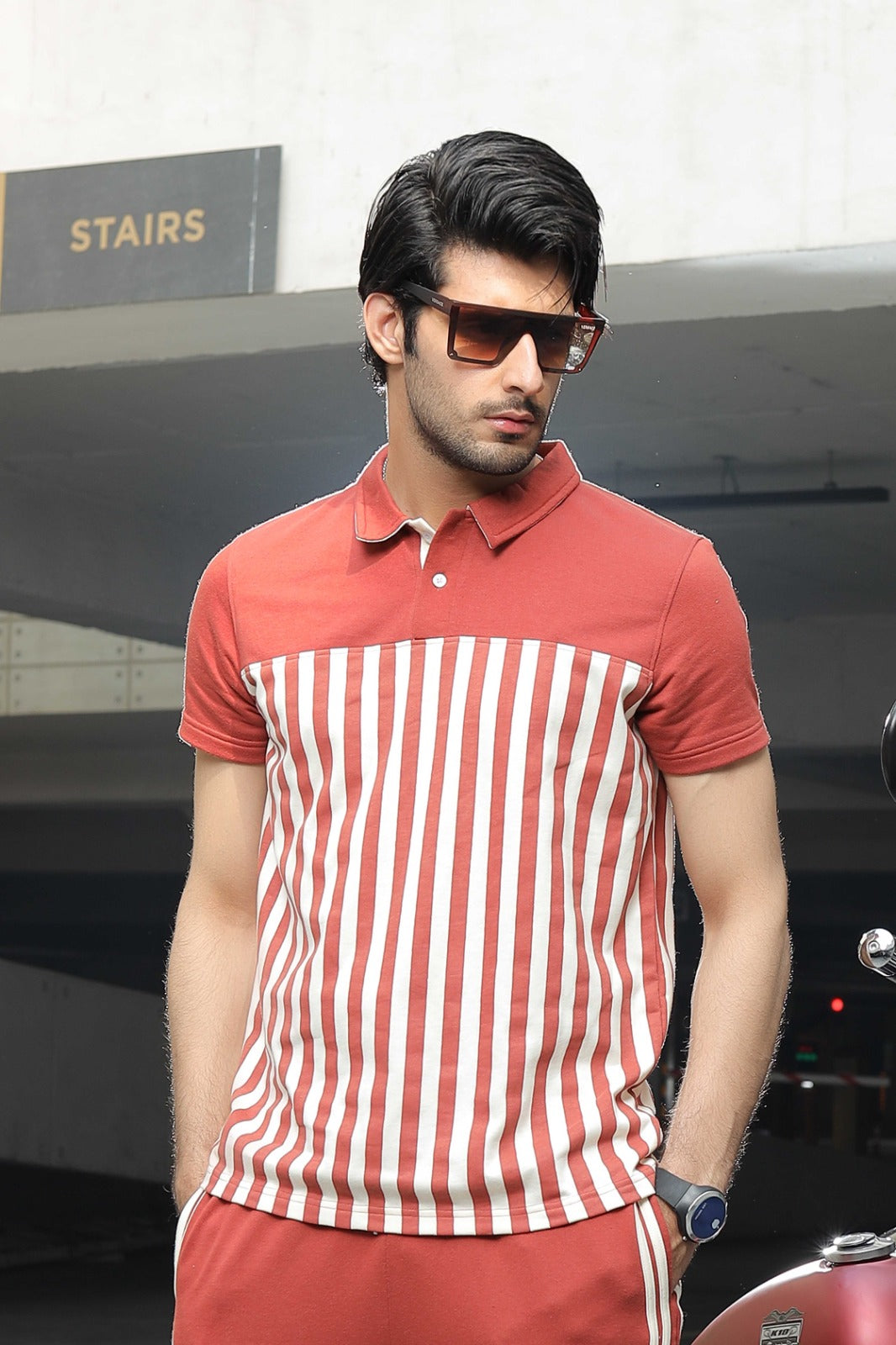 Brown Stripe Polo Shirt