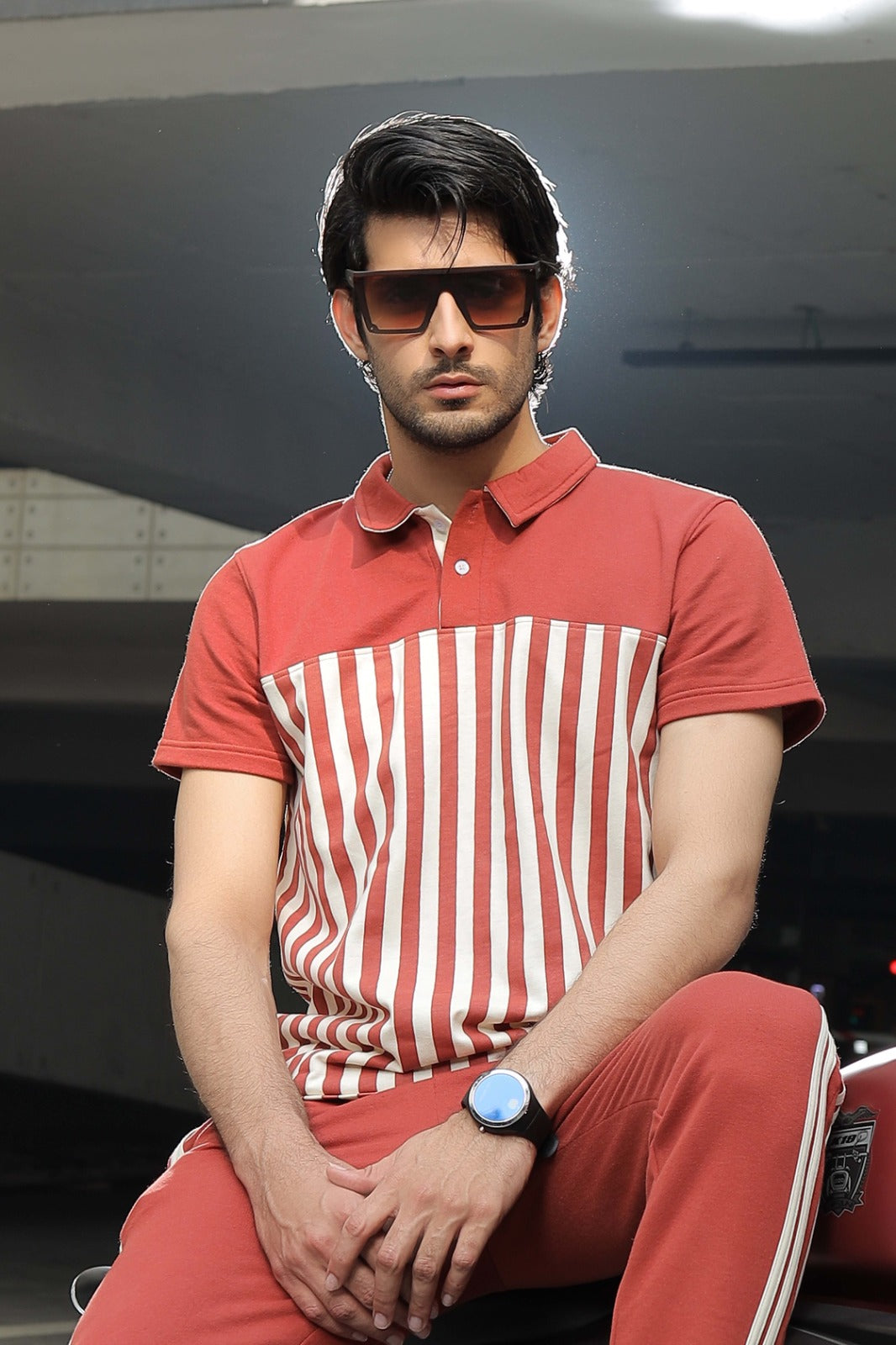 Brown Stripe Polo Shirt