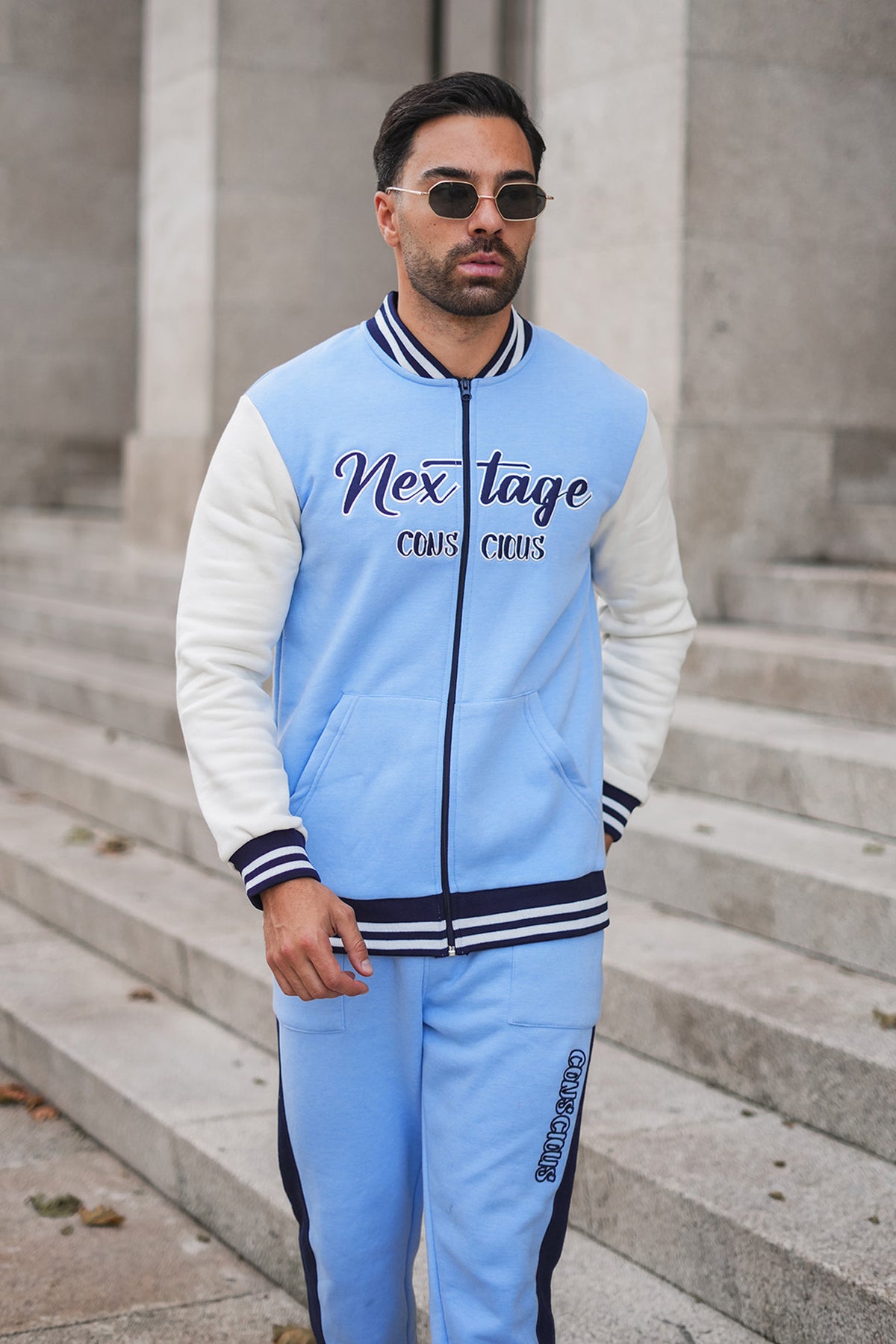 Nextage Blue Contrast Baseball Tracksuit - Winter Collection For Men's