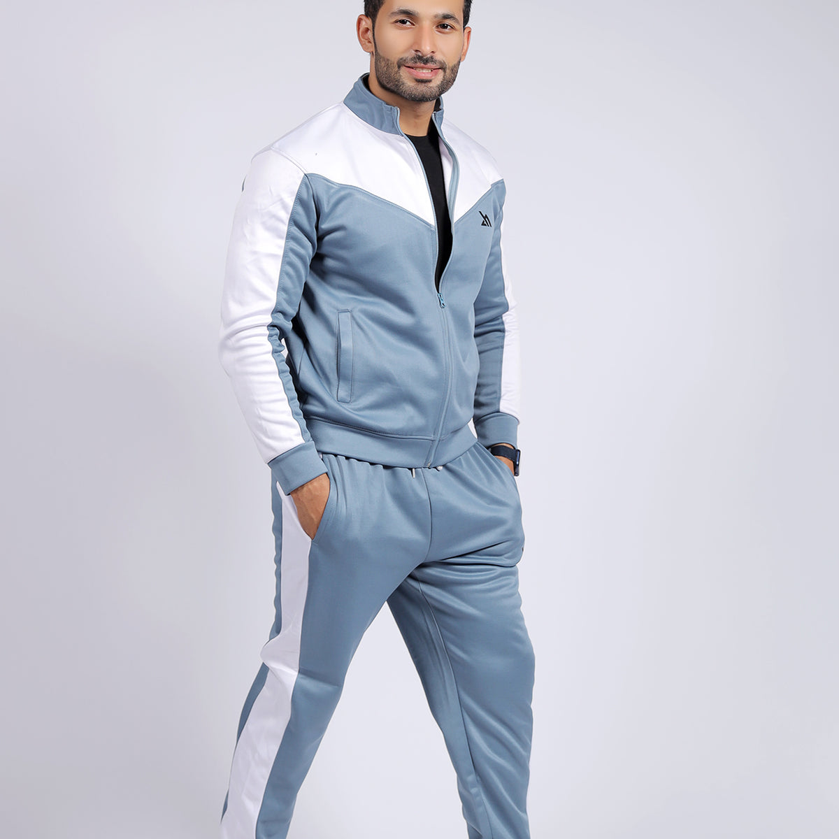 Dusty Blue Contras Slogan Tracksuit Winter Tracksuit For Men