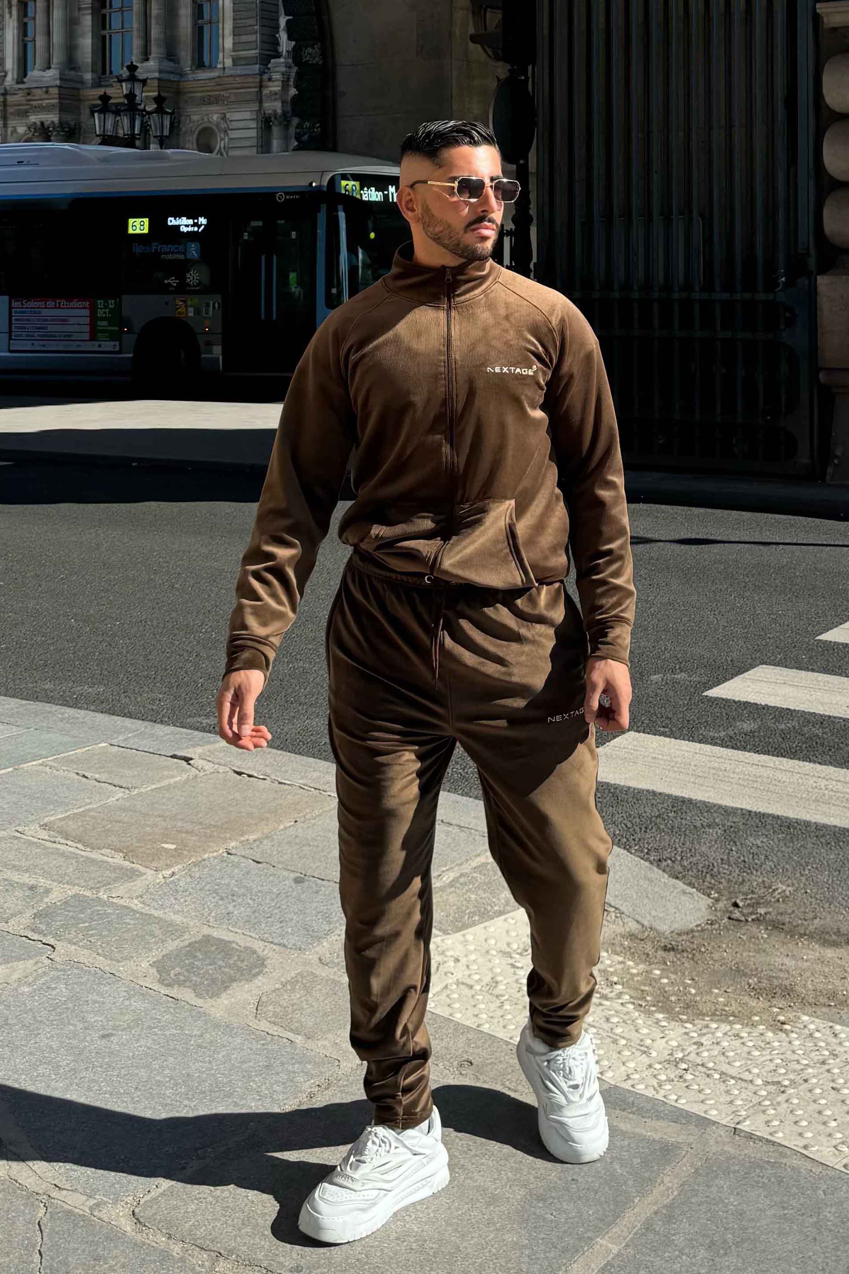 brown velour velvet winter tracksuit for men, Winter collections for men,