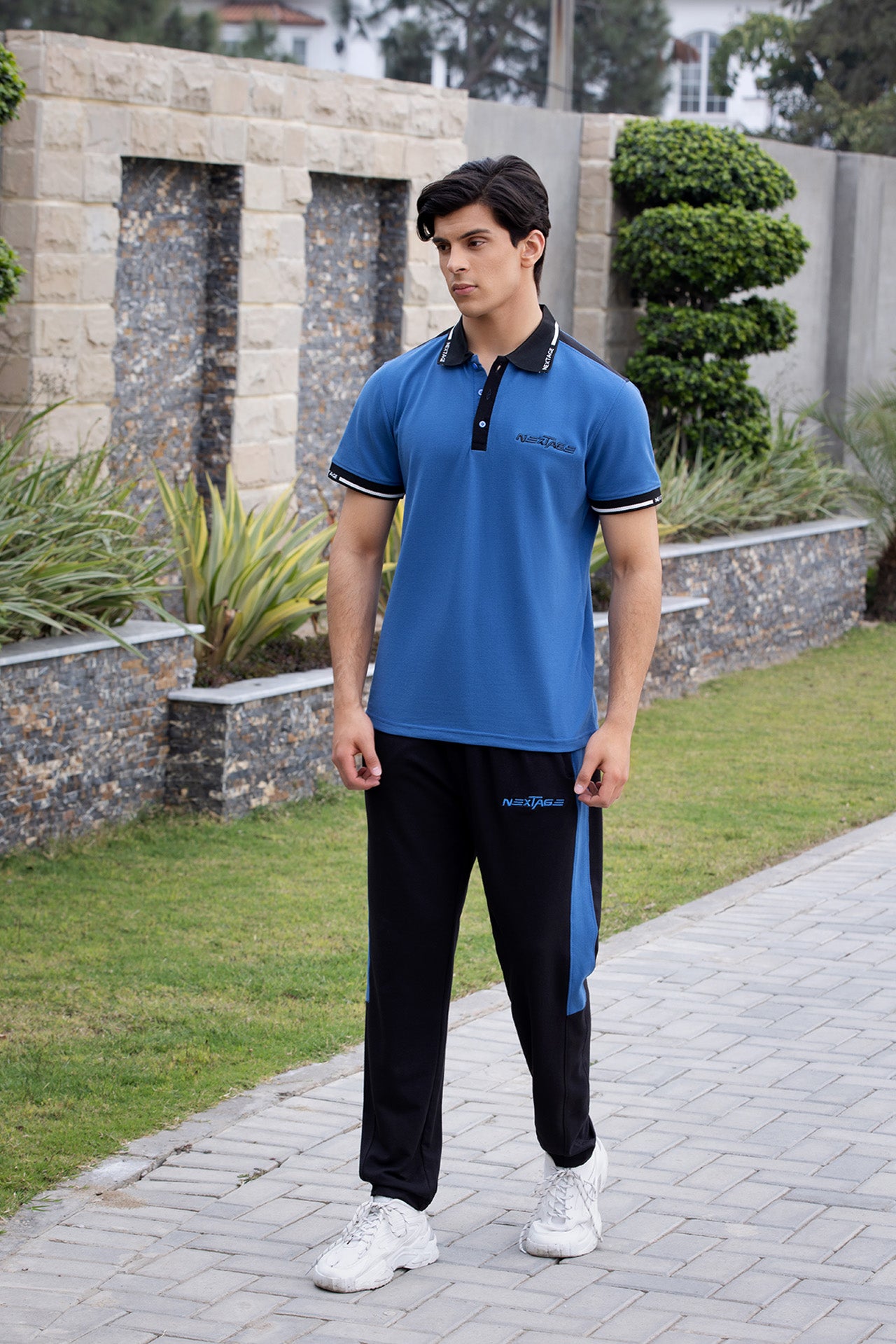 NEXTAGE CYAN CONTRAST POLO TRACKSUIT