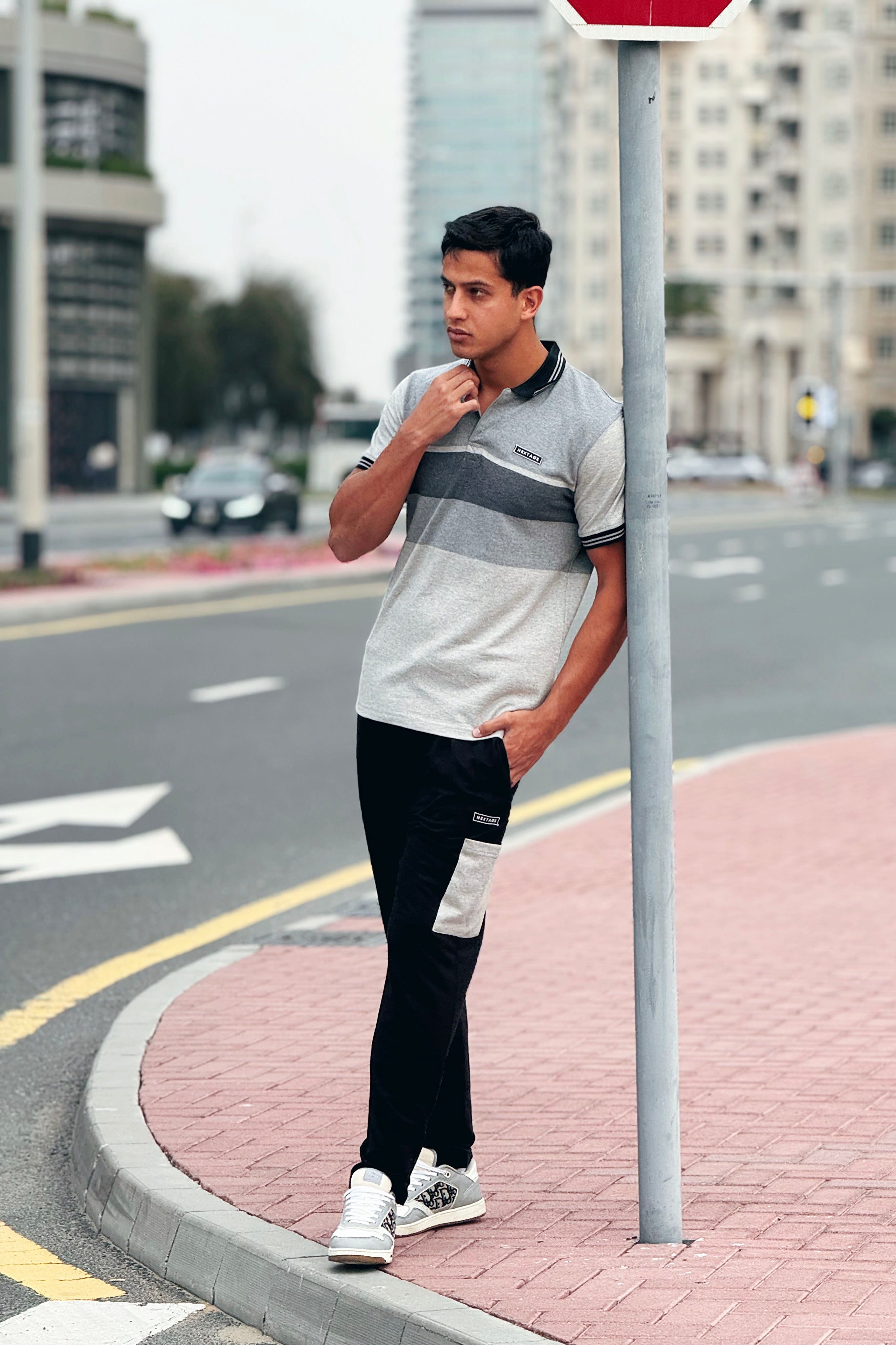 NEXTAGE GREY PANEL POLO TRACKSUIT