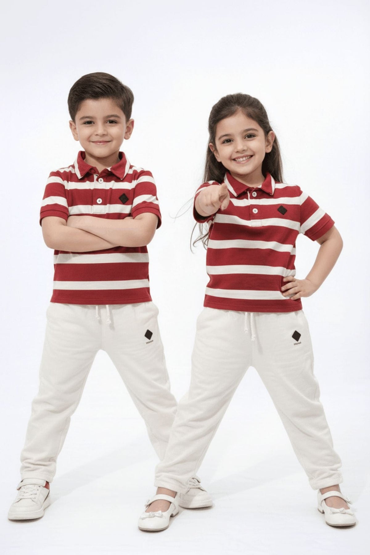 girls striped polo outfit, nextage girls casual co ord set