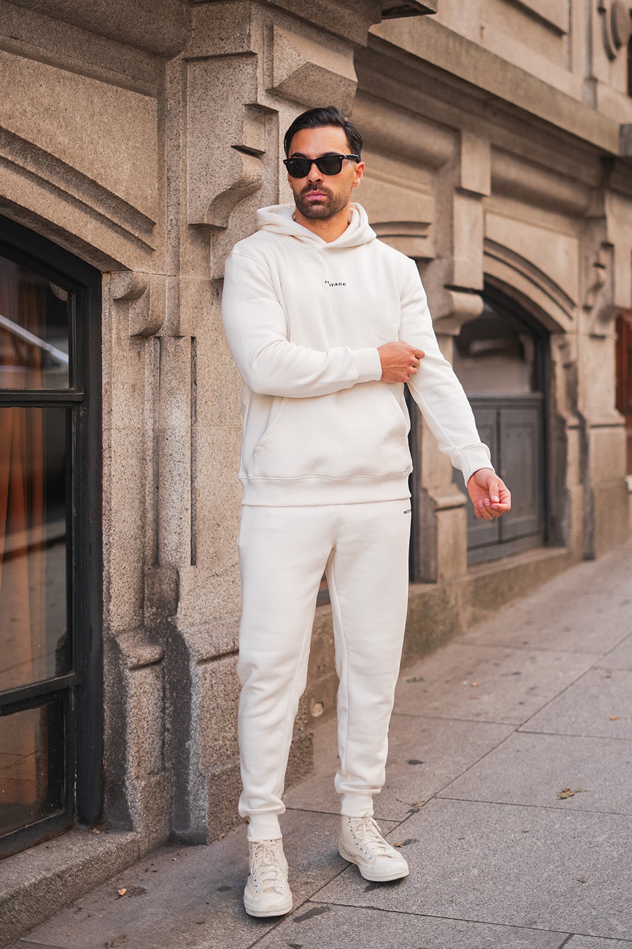 mens plain cream cotton fleece tracksuit in Pakistan,