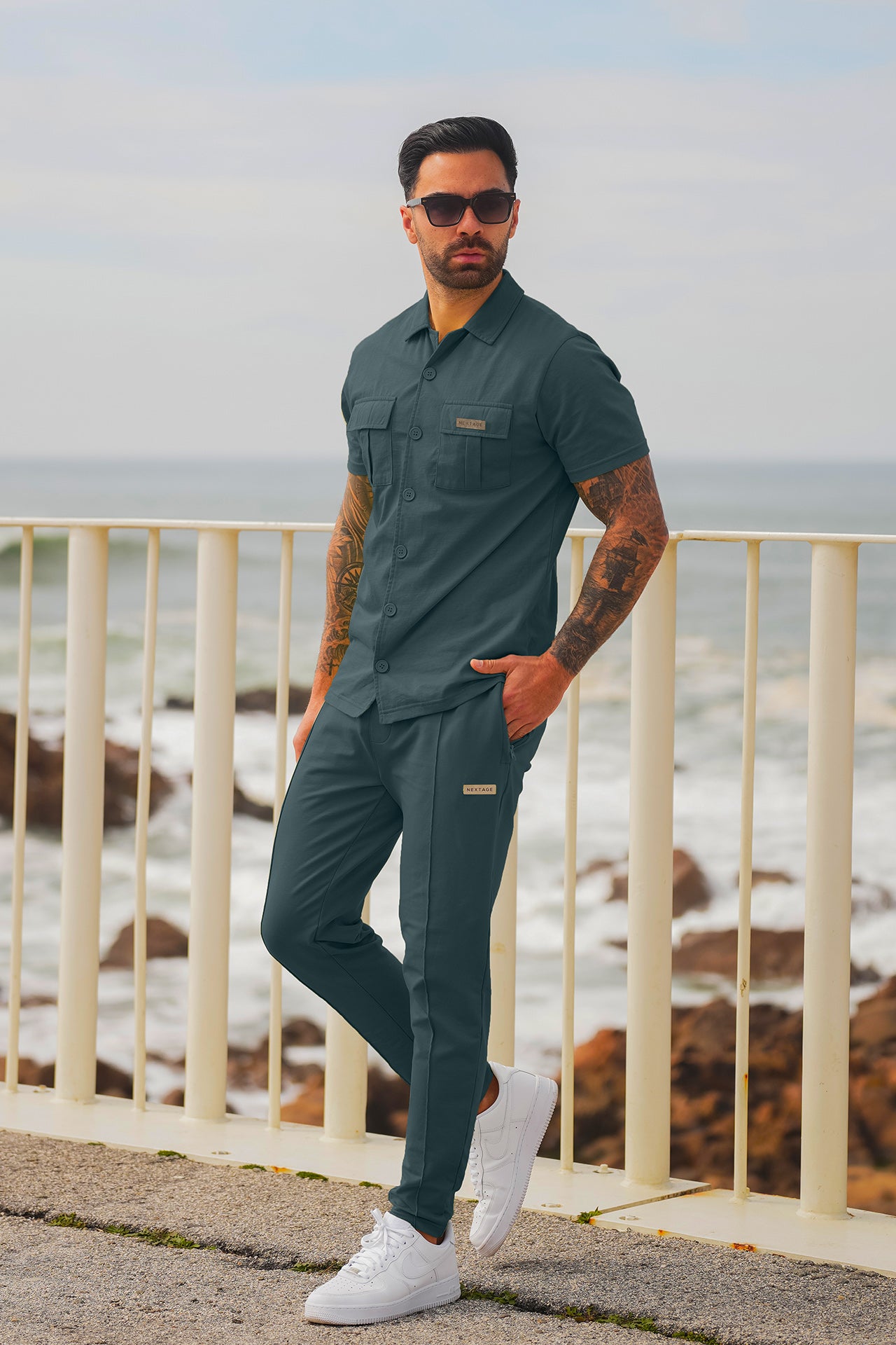Nextage Front Pocket Detail Forest Grey Tracksuit