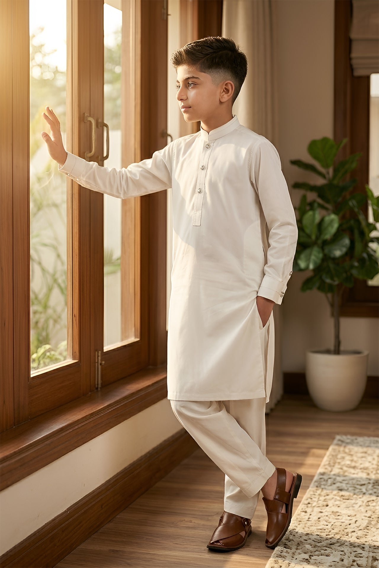 off white shalwar kameez kids