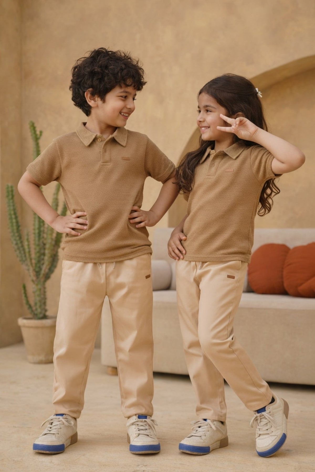 Nextage kids beige polo set full view