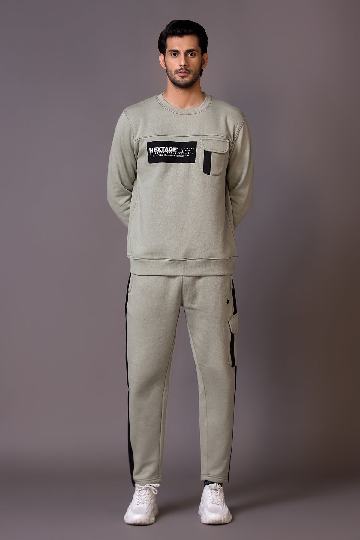 Nextage Sage Cargo Fleece Tracksuit - Men Fashion Tracksuit For Winter ...
