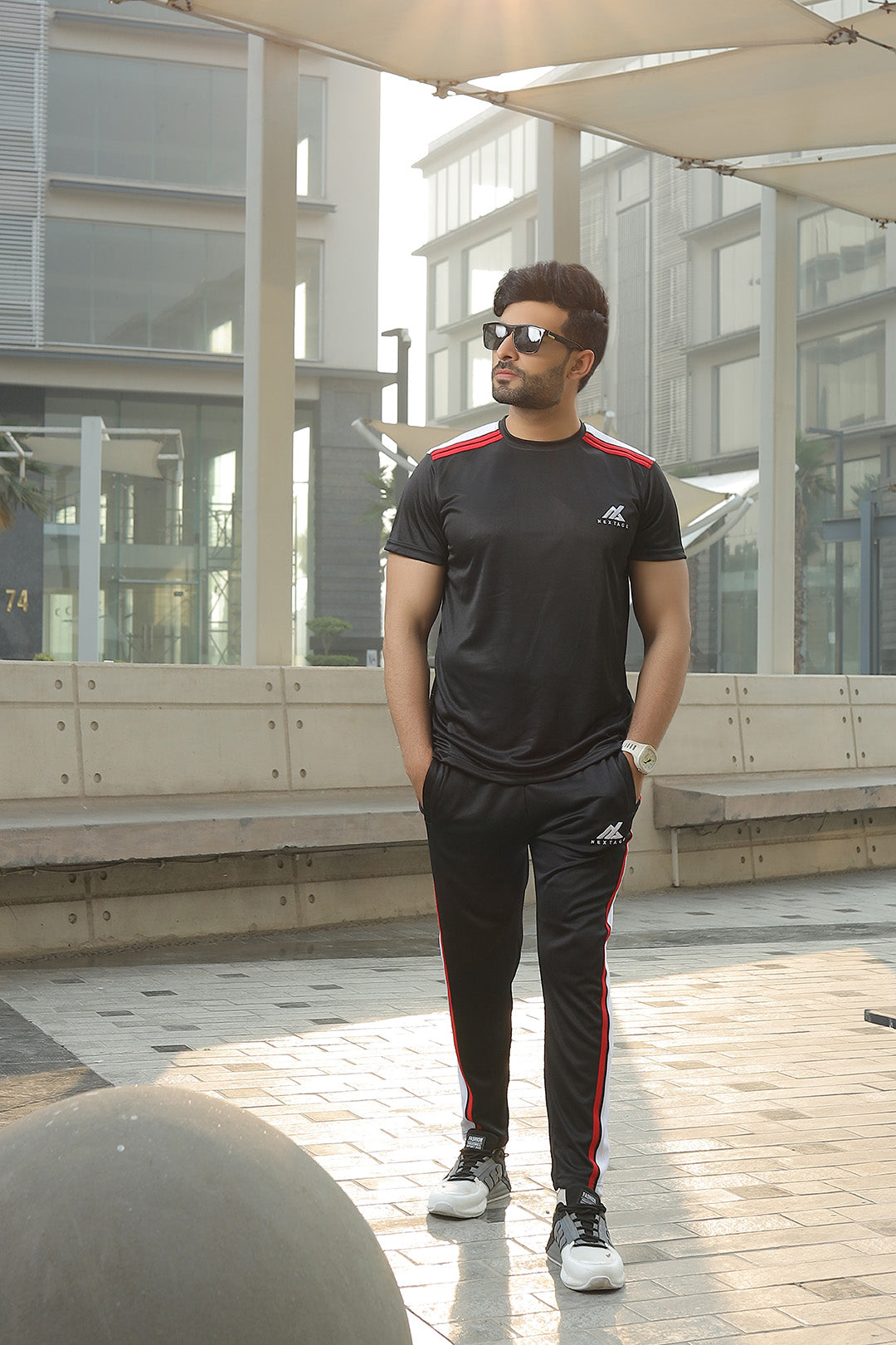 elite jet black summer tracksuit for men, Stylish track suit for mens,