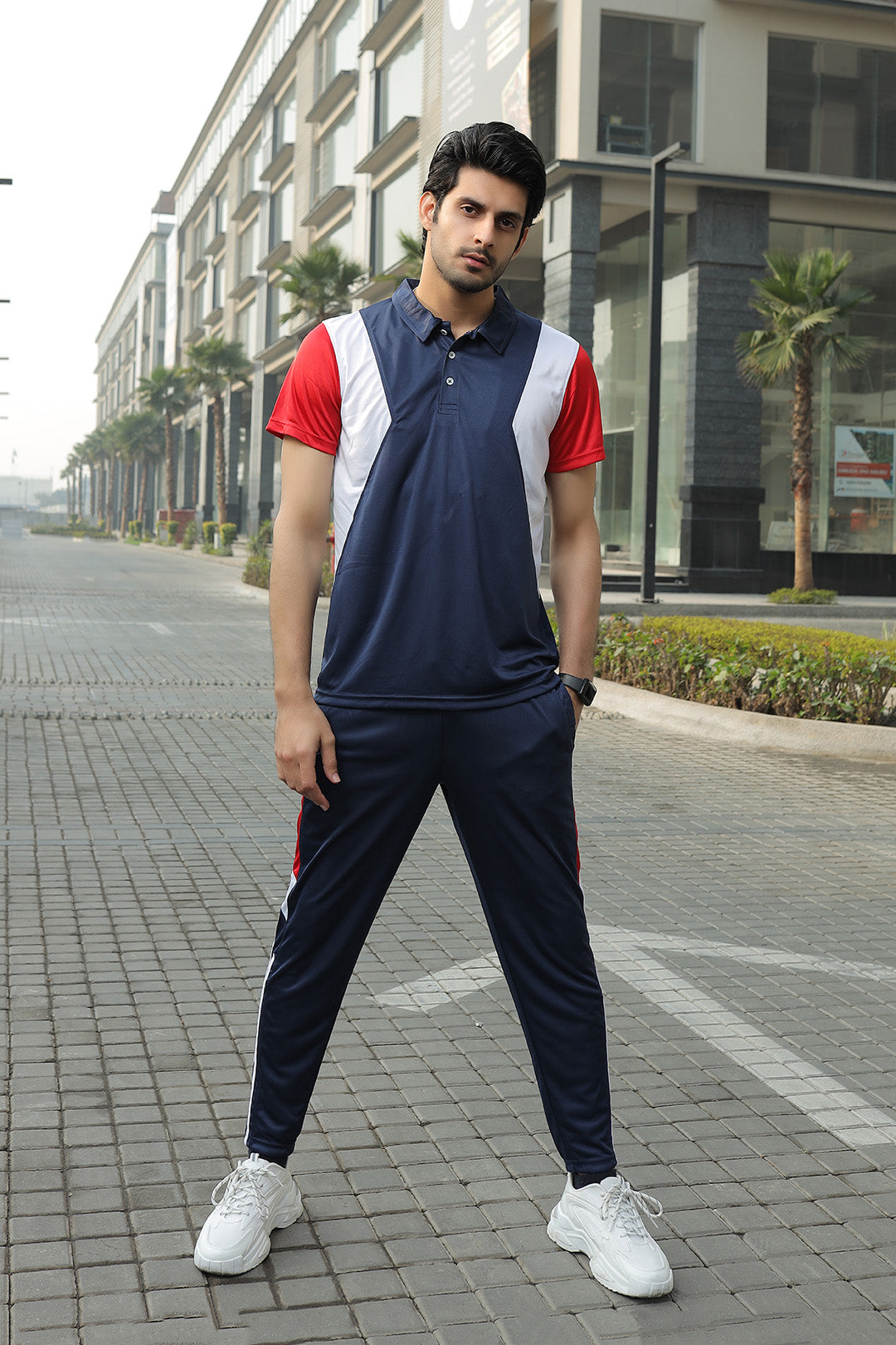 Navy Intentive Polo Tracksuit Set for men