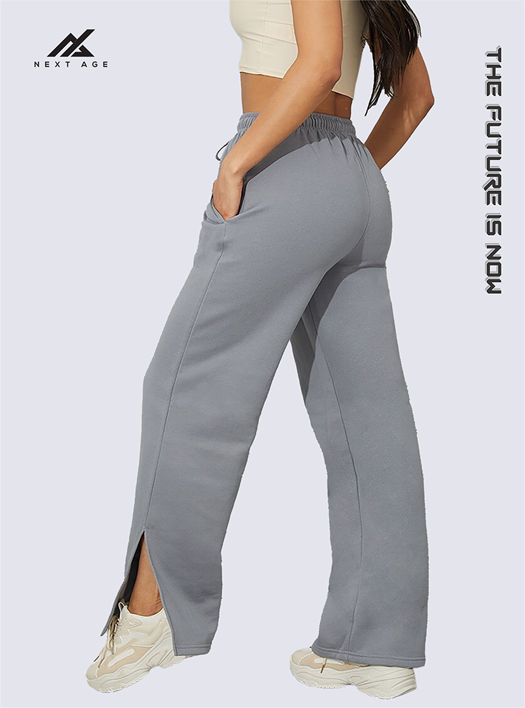 Grey Straight Leg Trouser - Straight Trousers Pants for Ladies - Women  Trousers